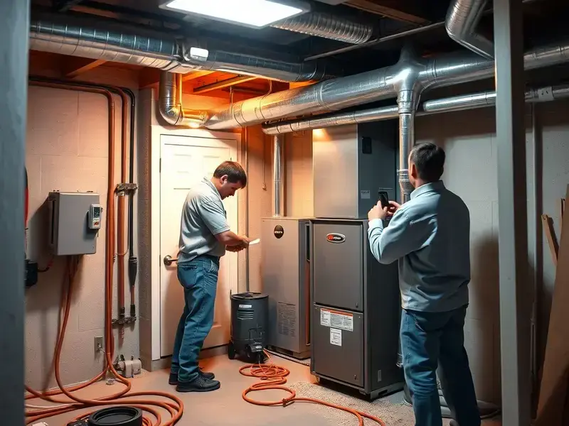 New furnace installation in residential home