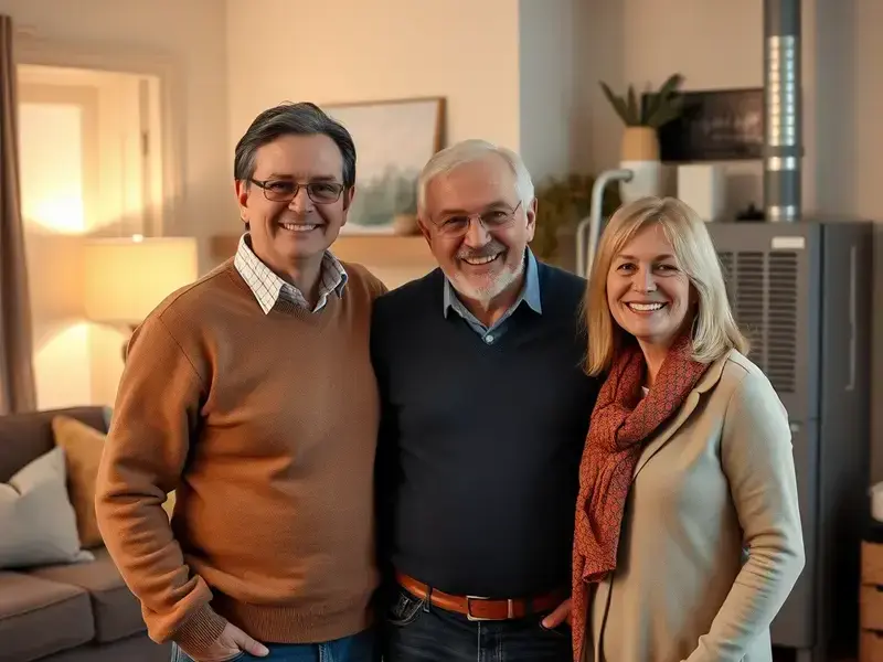 Satisfied customer with newly installed furnace