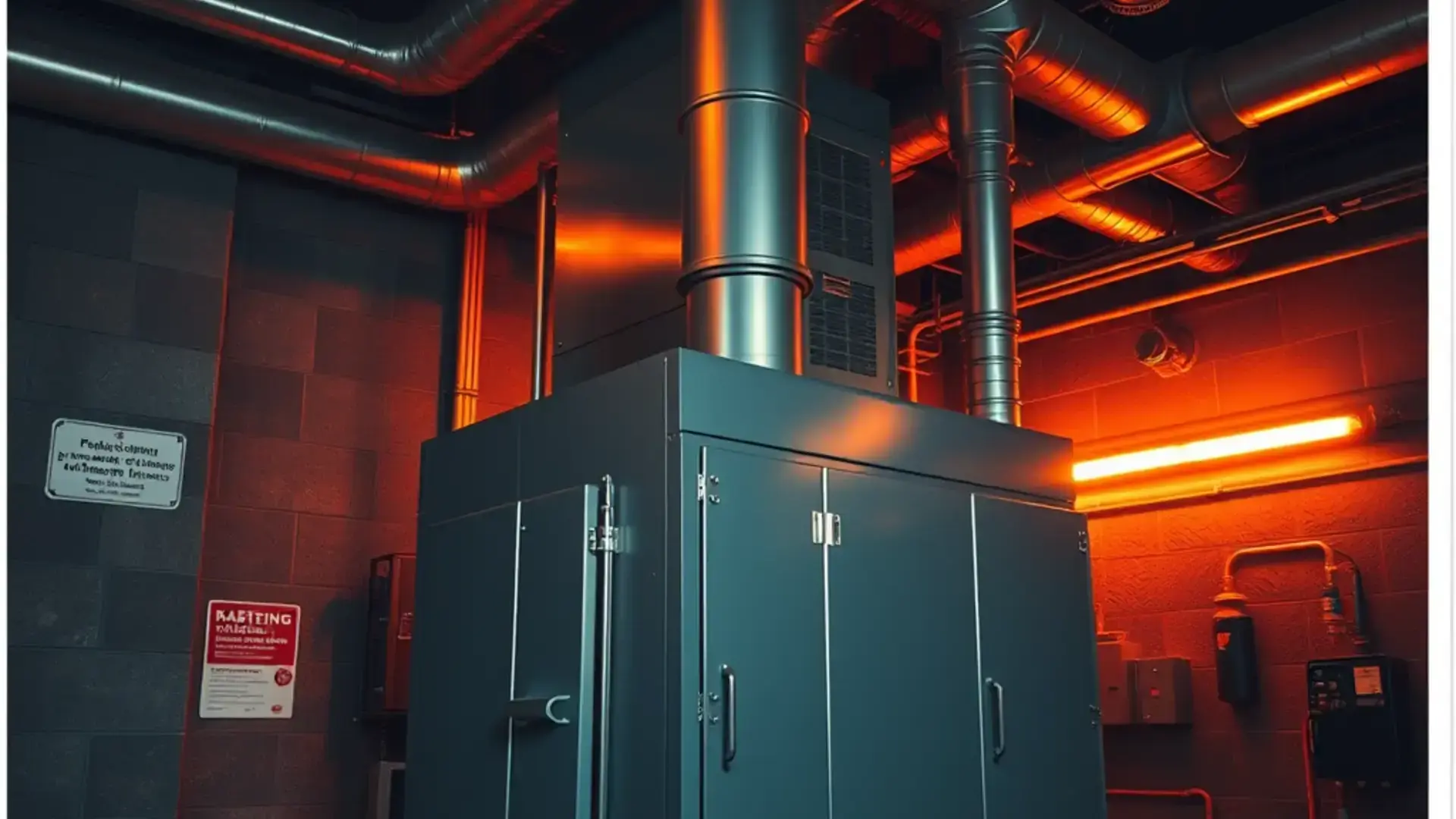 Professional furnace technician at work